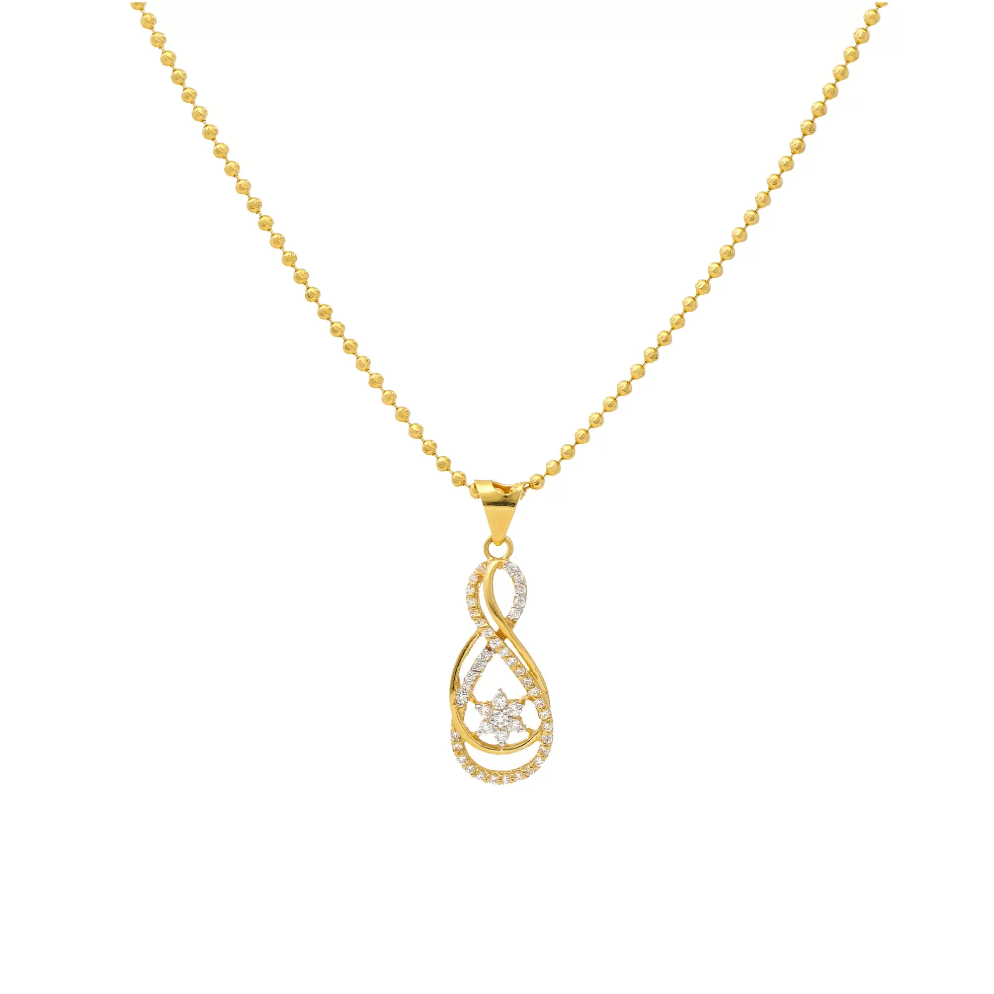 22K Yellow Gold & CZ Fancy Pendant Set (13.5gm)