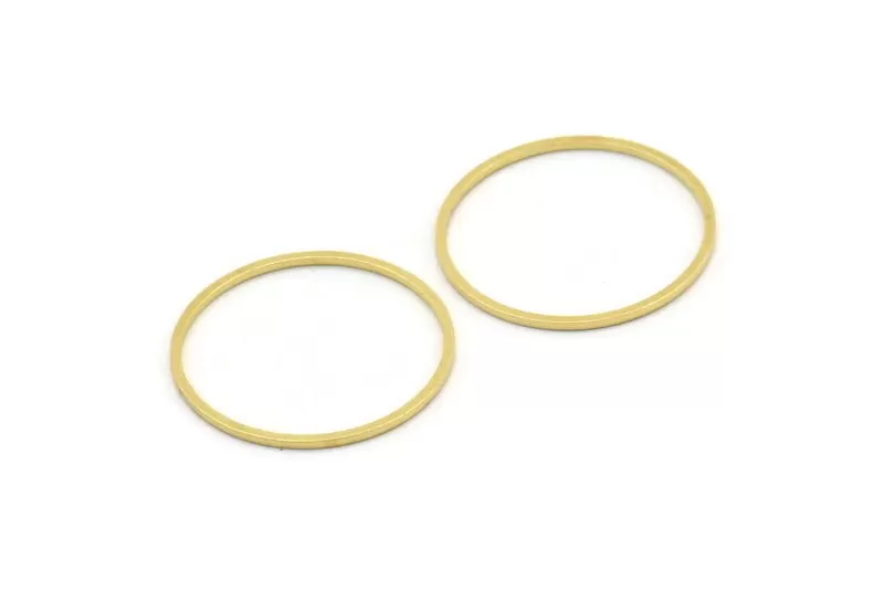 26mm Circle Connectors, 24 Raw Brass Circle Connectors (26x1mm) A3910