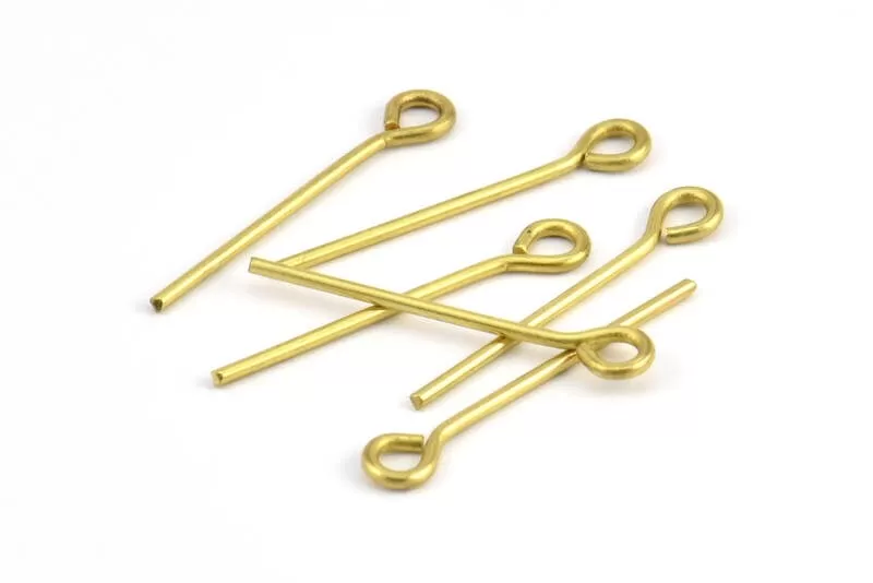 30mm Eye Pin, 25 Raw Brass Eye Pins, Findings (30x1.2mm) BS 2246