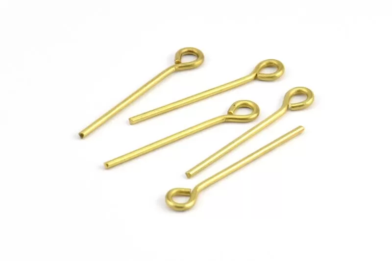 30mm Eye Pin, 25 Raw Brass Eye Pins, Findings (30x1.2mm) BS 2246