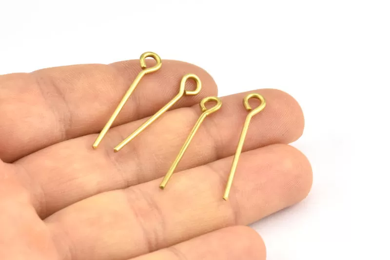 30mm Eye Pin, 25 Raw Brass Eye Pins, Findings (30x1.2mm) BS 2246