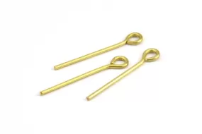 30mm Eye Pin, 25 Raw Brass Eye Pins, Findings (30x1.2mm) BS 2246