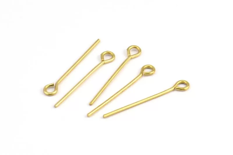 30mm Eye Pin, 25 Raw Brass Eye Pins, Findings (30x1mm) BS 2255