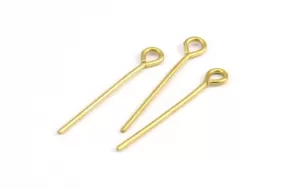 30mm Eye Pin, 25 Raw Brass Eye Pins, Findings (30x1mm) BS 2255