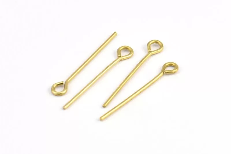 30mm Eye Pin, 25 Raw Brass Eye Pins, Findings (30x1mm) BS 2255