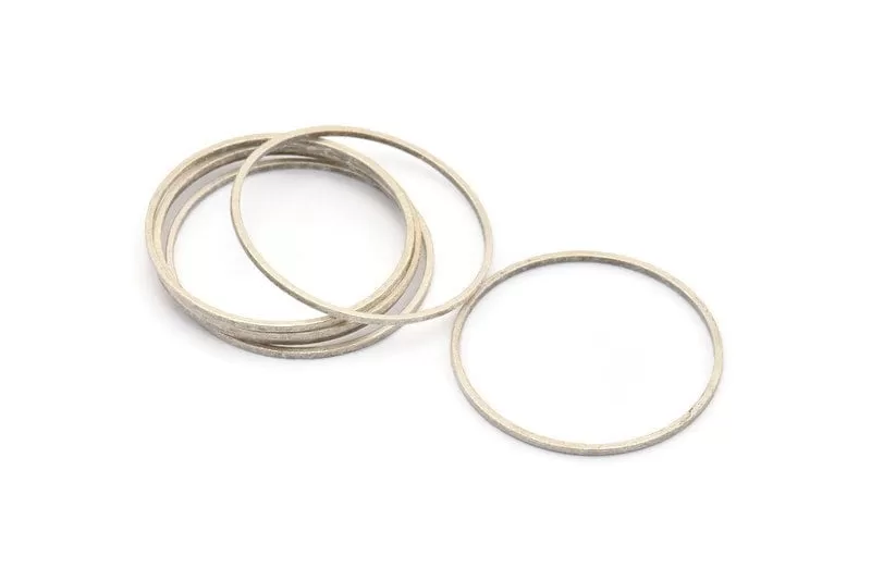 30mm Silver Rings - 12 Antique Silver Brass  Circle Connectors (30x1x1mm) BS 1089 H0009