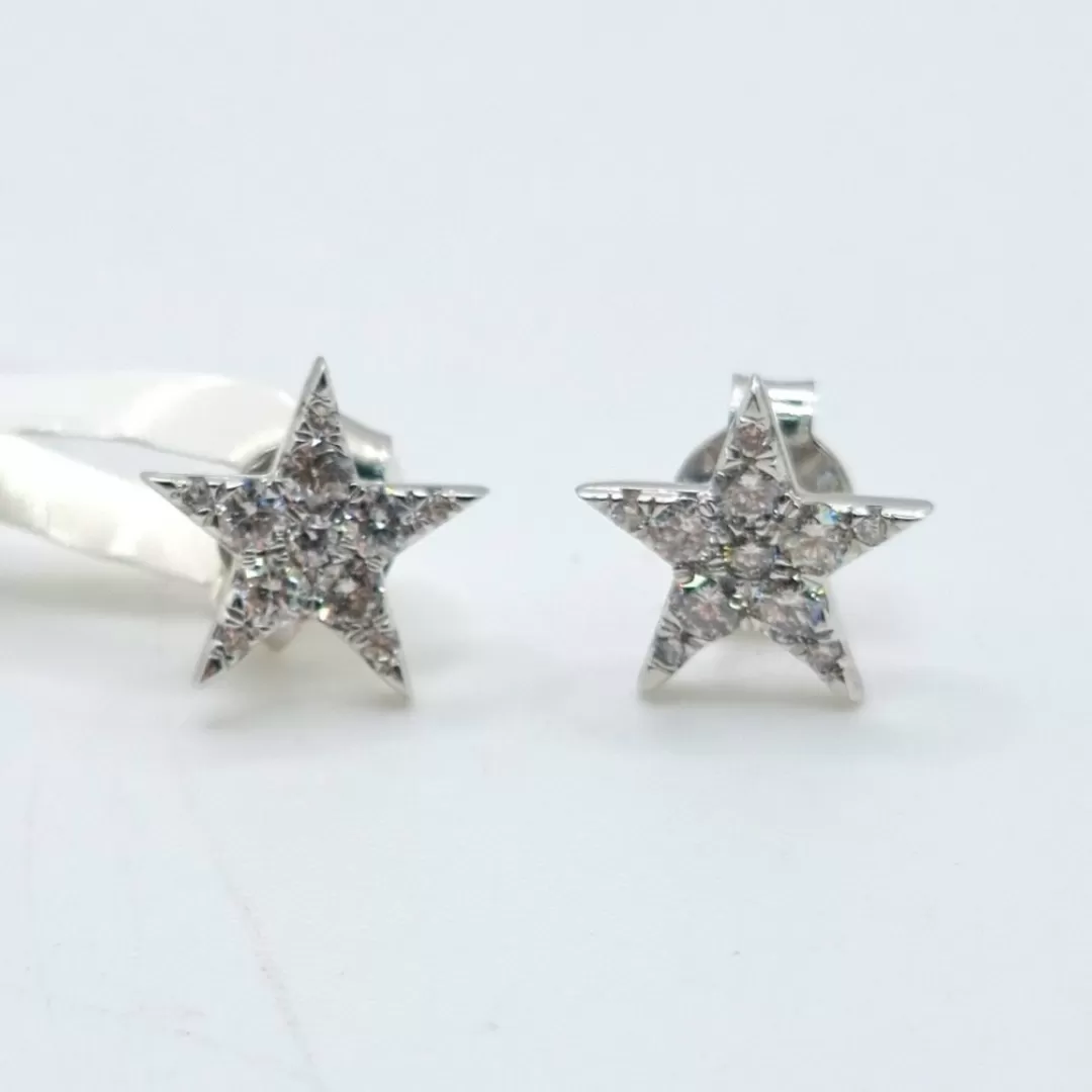 .60 CT Star Diamond Earrings 18K White Gold