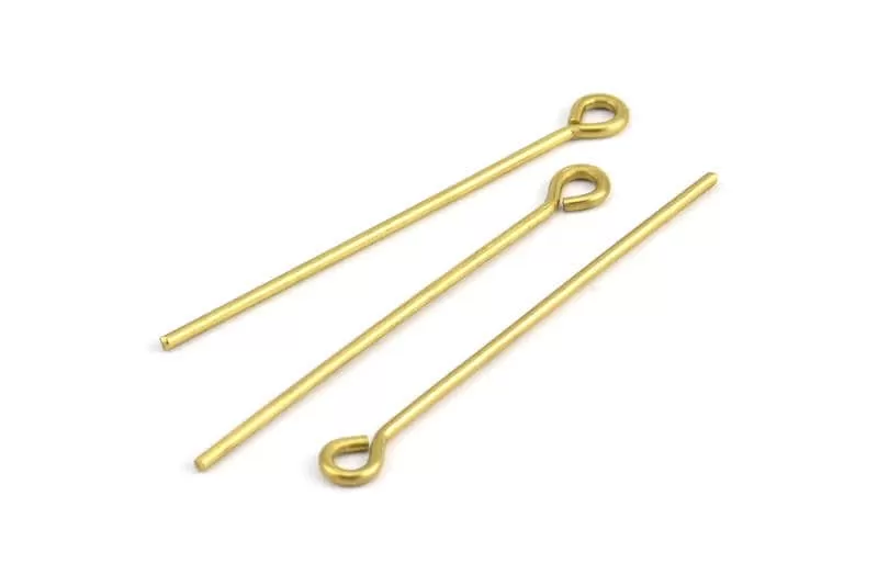 60mm Eye Pin, 25 Raw Brass Eye Pins, Findings (60x1.5mm) BS 2251