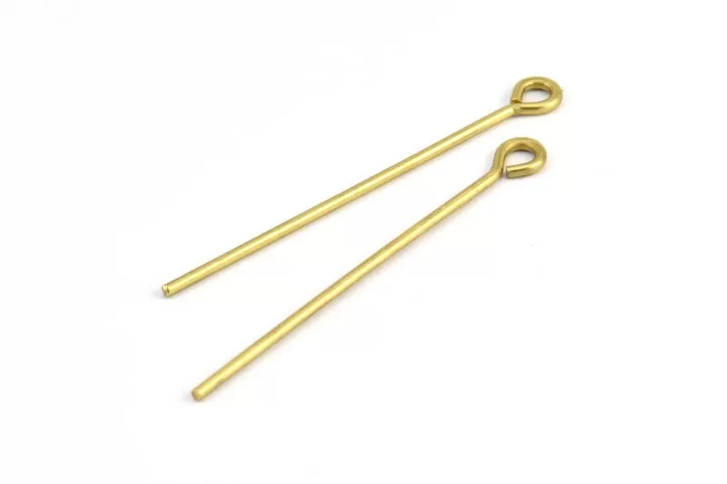 60mm Eye Pin, 25 Raw Brass Eye Pins, Findings (60x1.5mm) BS 2251