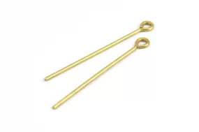 60mm Eye Pin, 25 Raw Brass Eye Pins, Findings (60x1.5mm) BS 2251