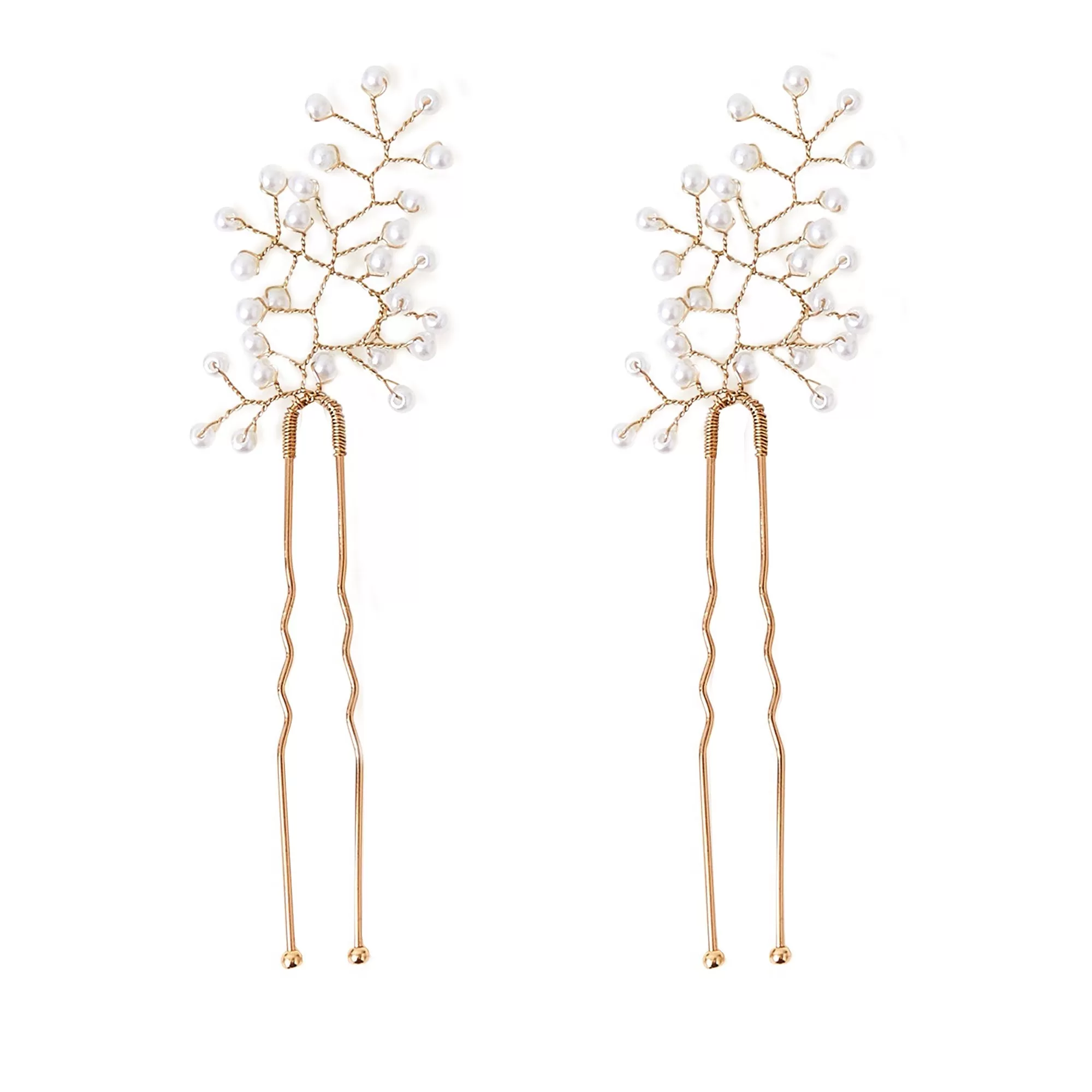 Accessorize London White Delicate Pearl  Leaf Hair Pins Pack Of 2