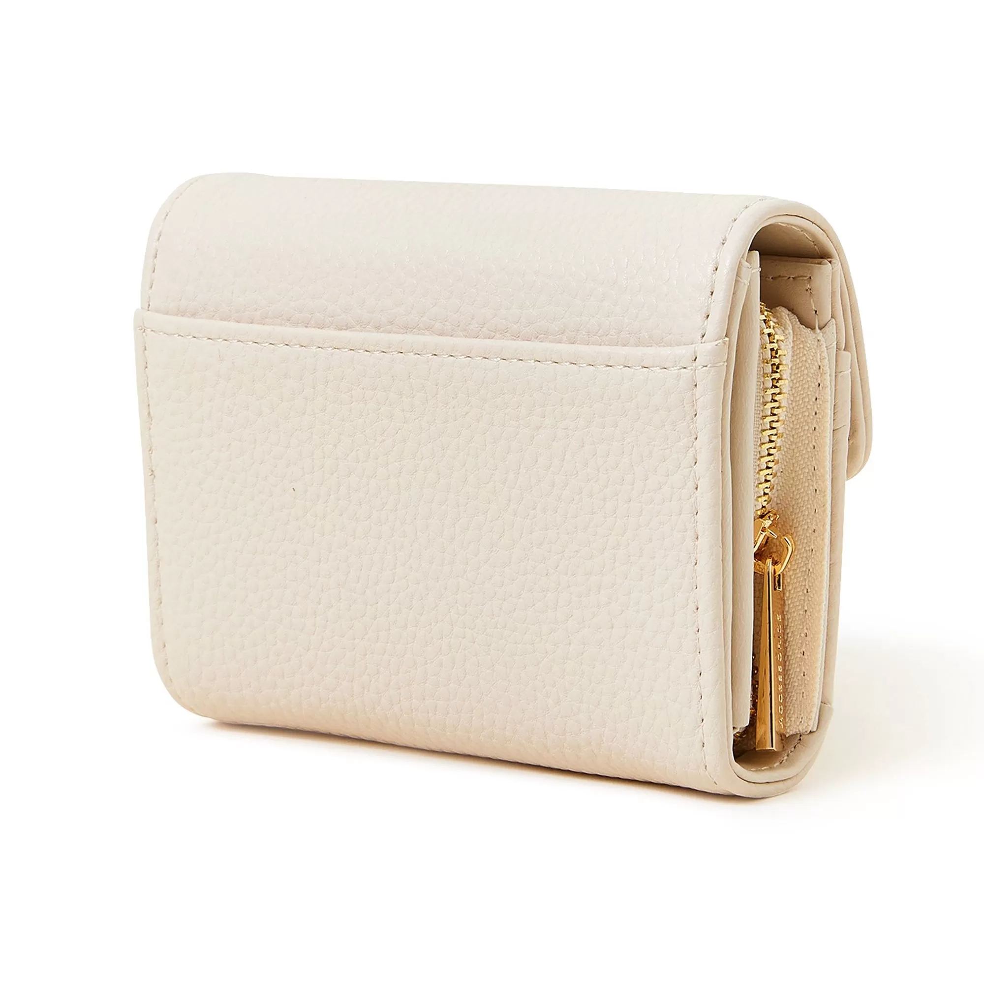 Accessorize London Women's Faux Leather Cream Small Flap Zip Around Purse