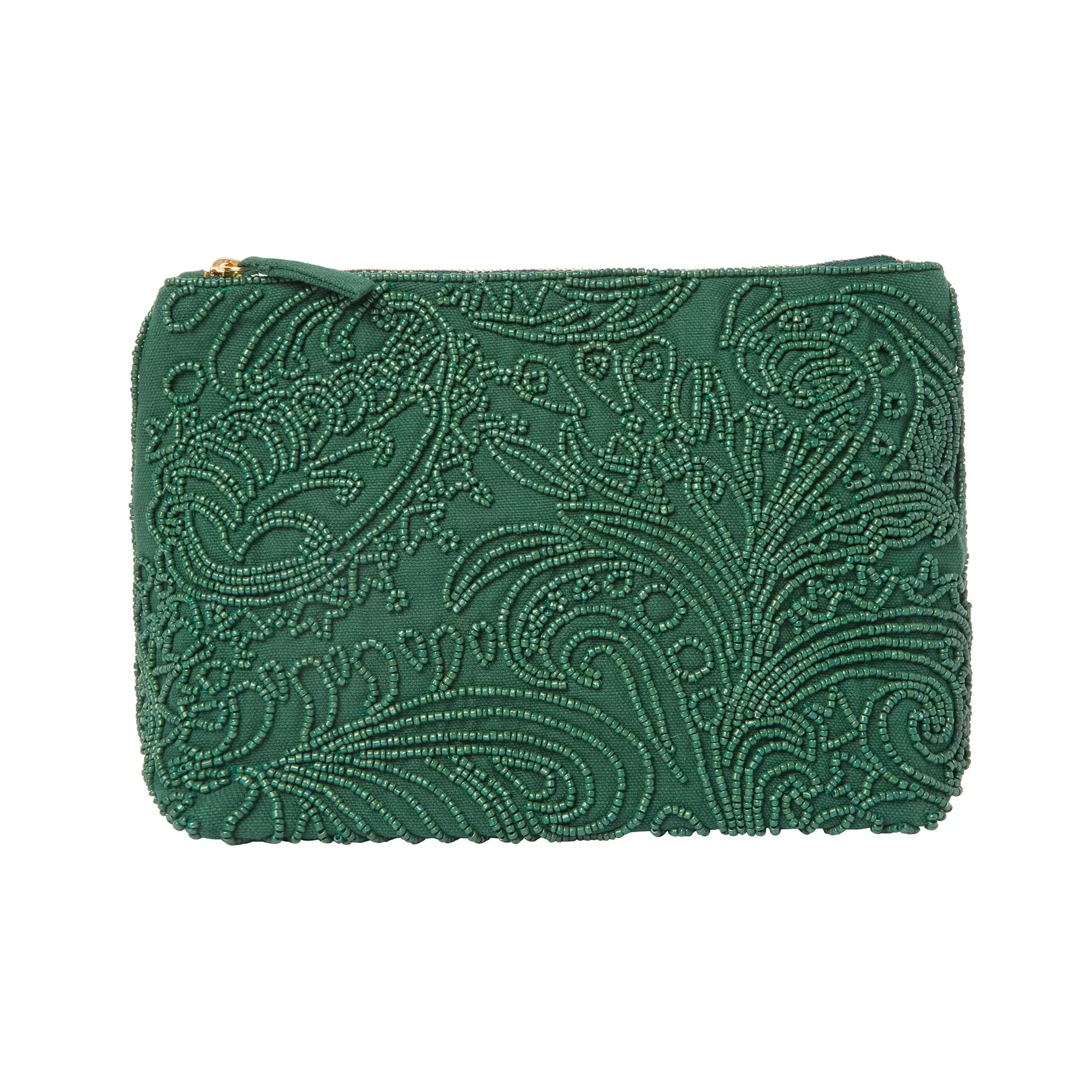 Accessorize London Women's Green
 Large Beaded Pouch