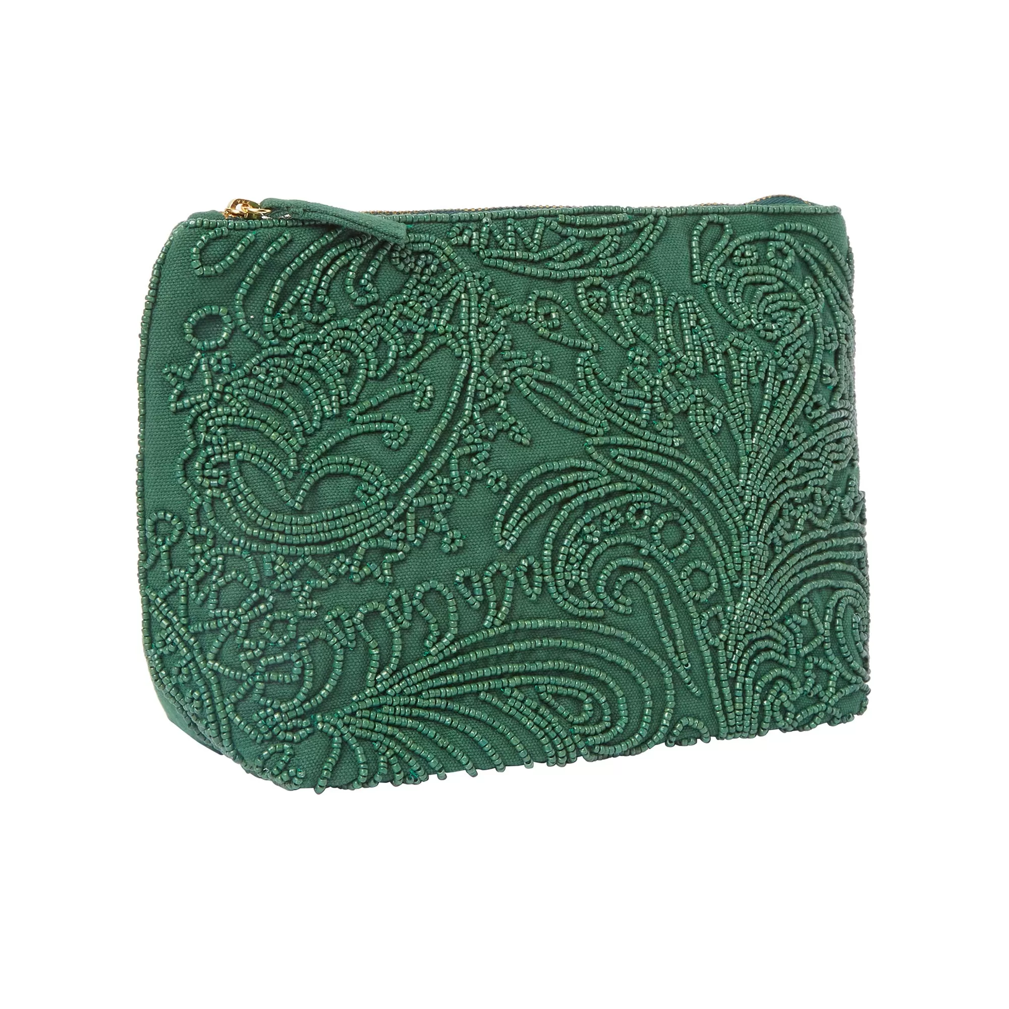 Accessorize London Women's Green
 Large Beaded Pouch