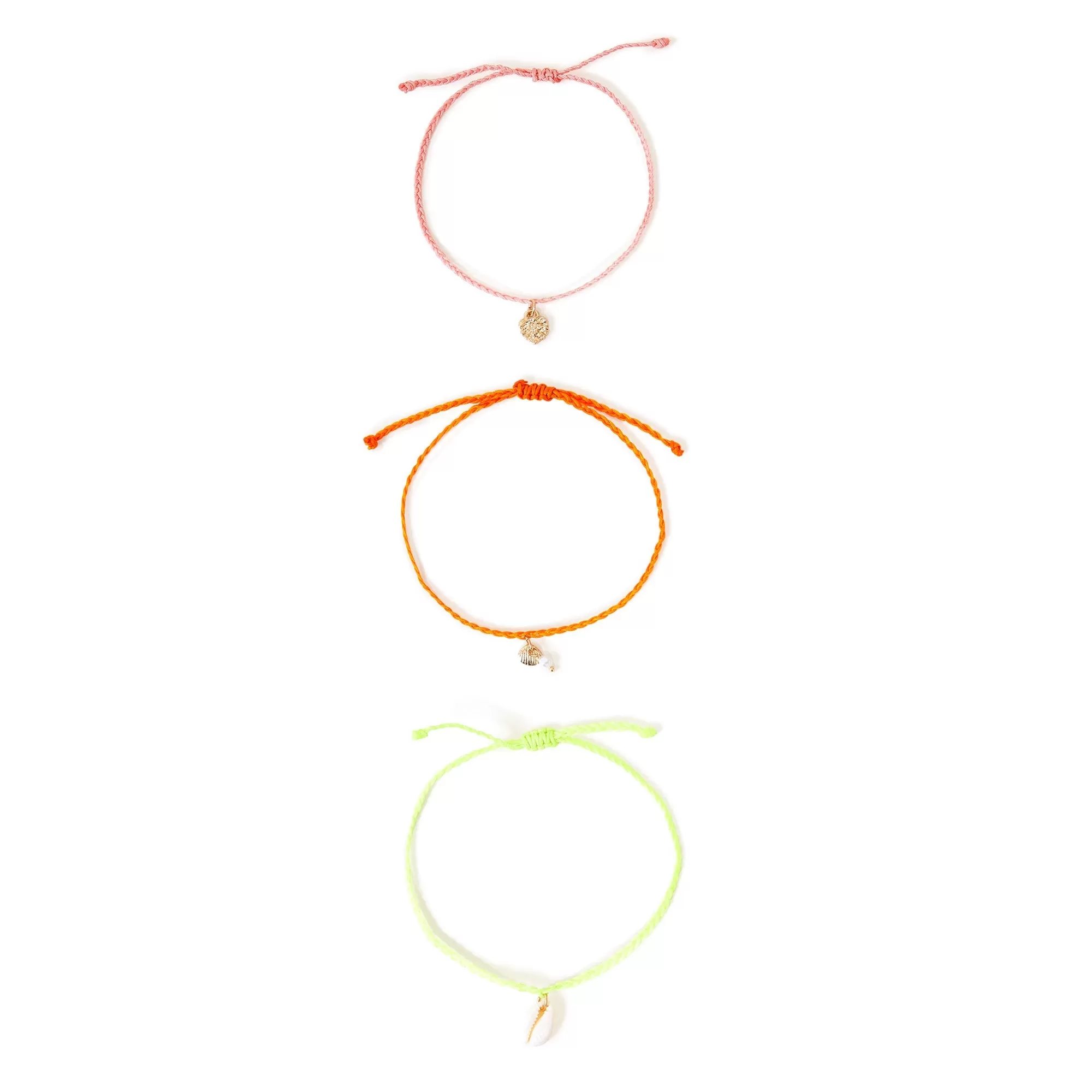 Accessorize London Women's Neon Shell Friendship Anklets Pack Of 3