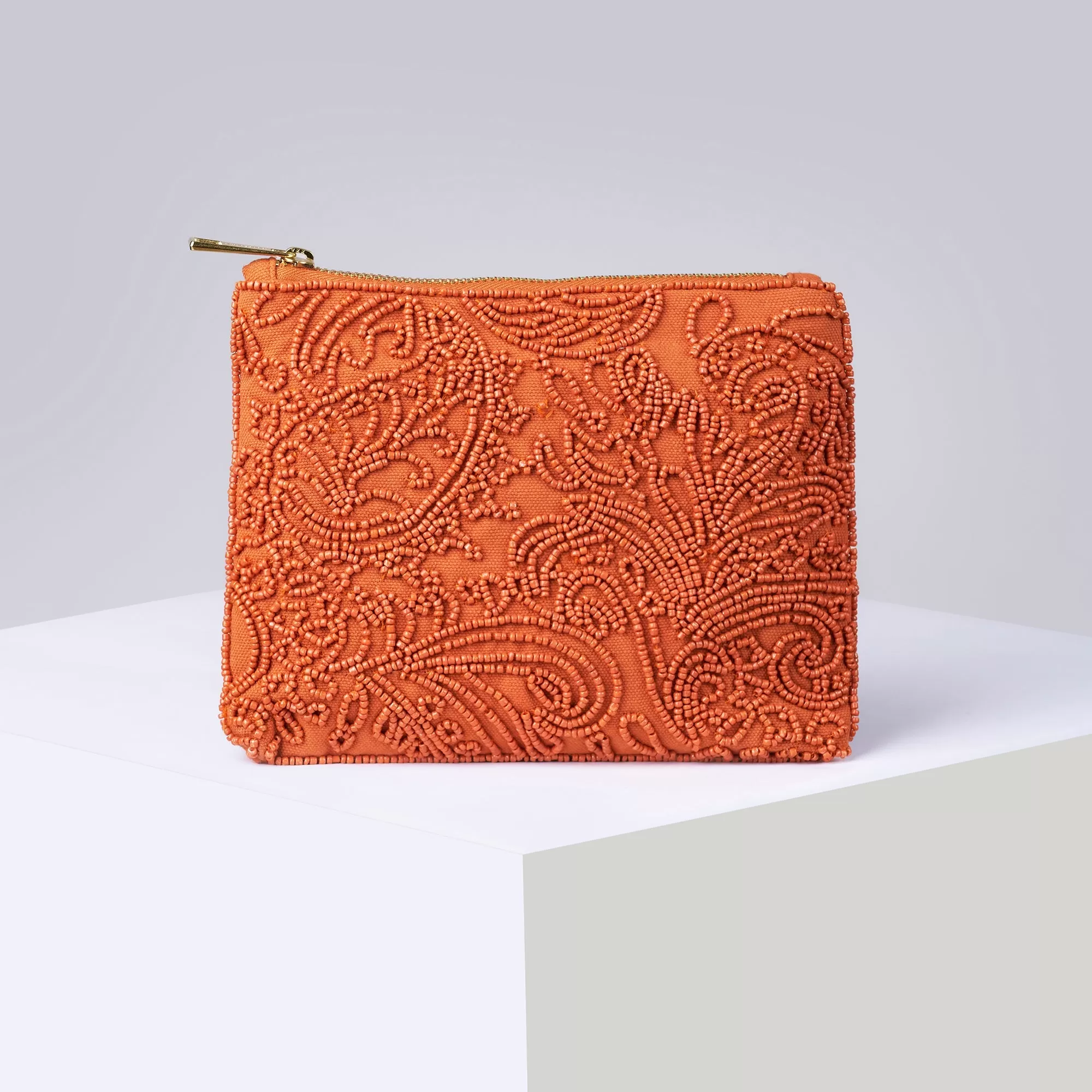 Accessorize London Women's Orange Beaded Pouch