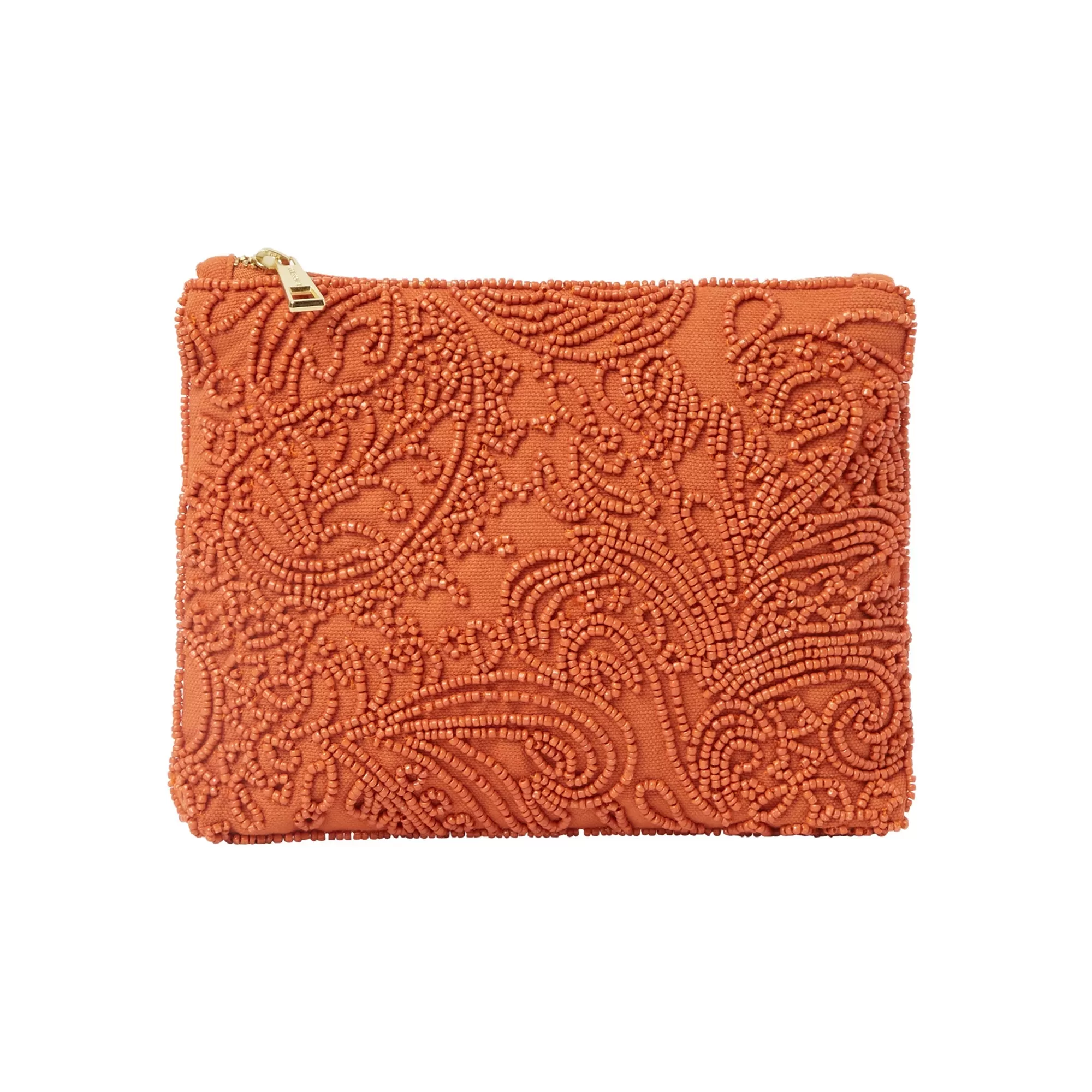 Accessorize London Women's Orange Beaded Pouch