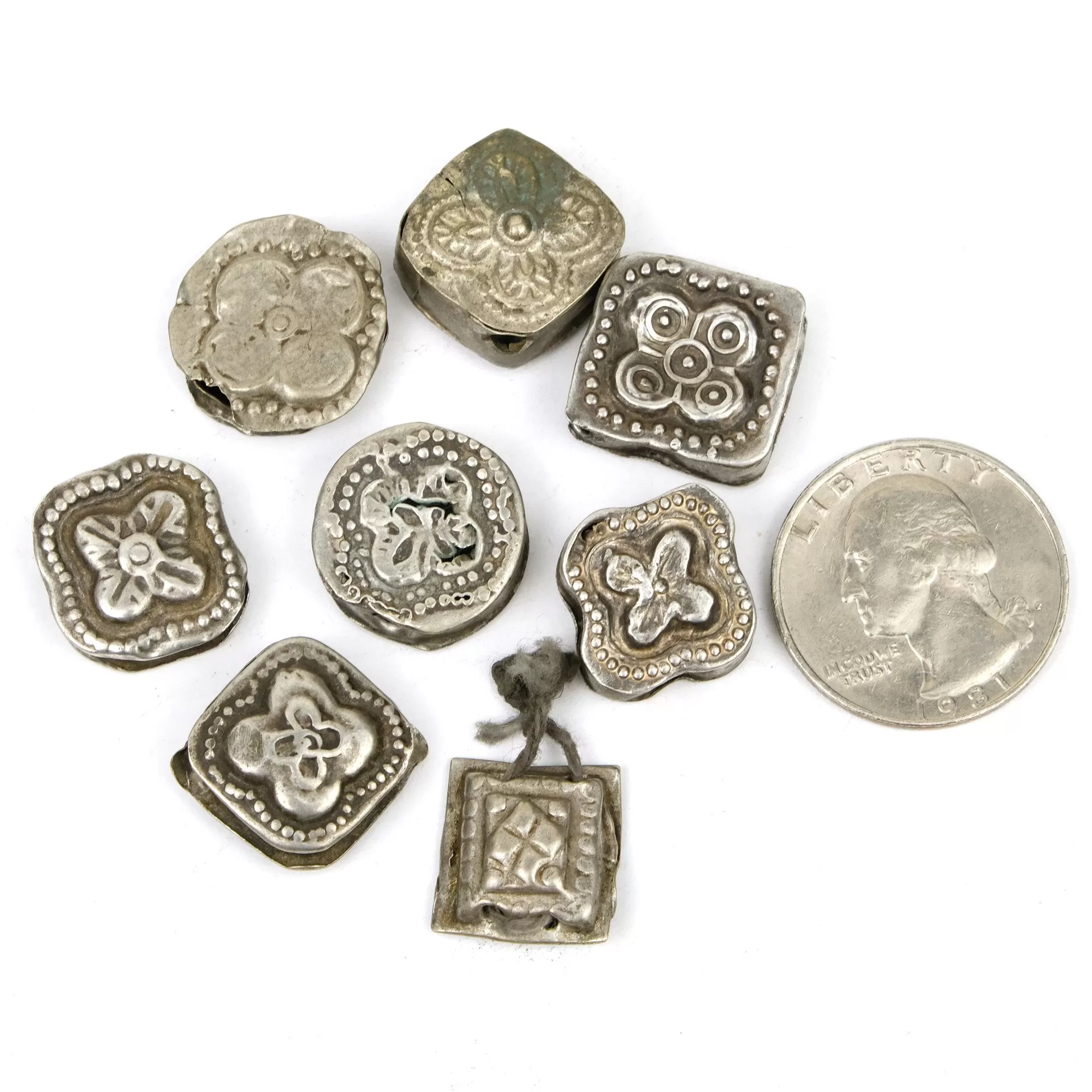 Afghan Antique Heirloom Dowry Silver 8 Bead LOT