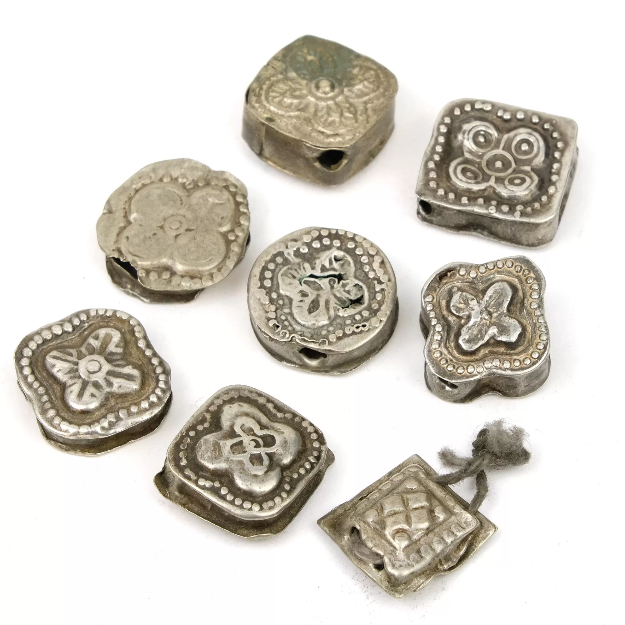 Afghan Antique Heirloom Dowry Silver 8 Bead LOT