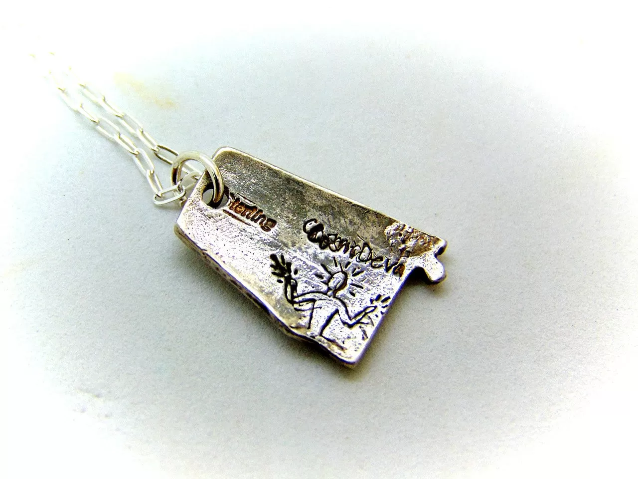 Alabama Love State Dainty Charm Sterling Silver Necklace