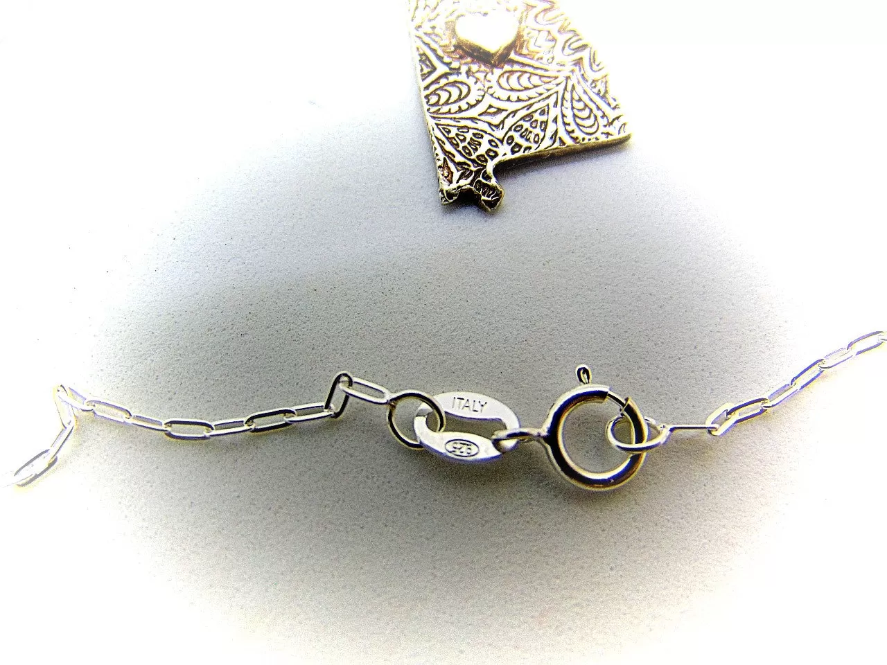 Alabama Love State Dainty Charm Sterling Silver Necklace