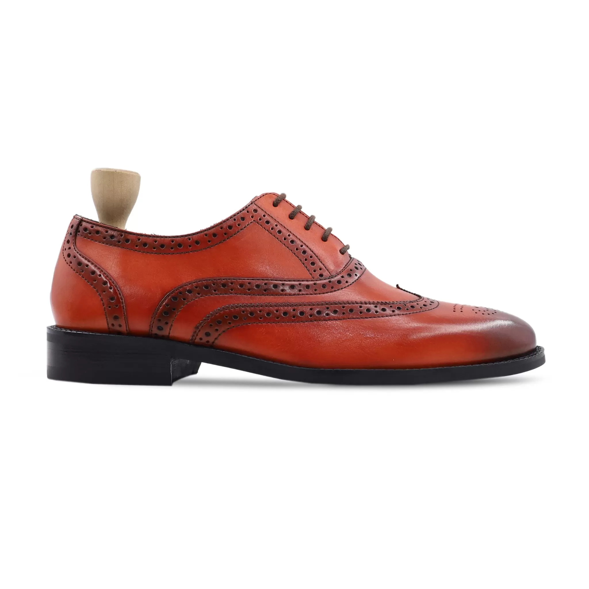 Ales -  Men's Orange Tan Calf Leather Oxford Shoe