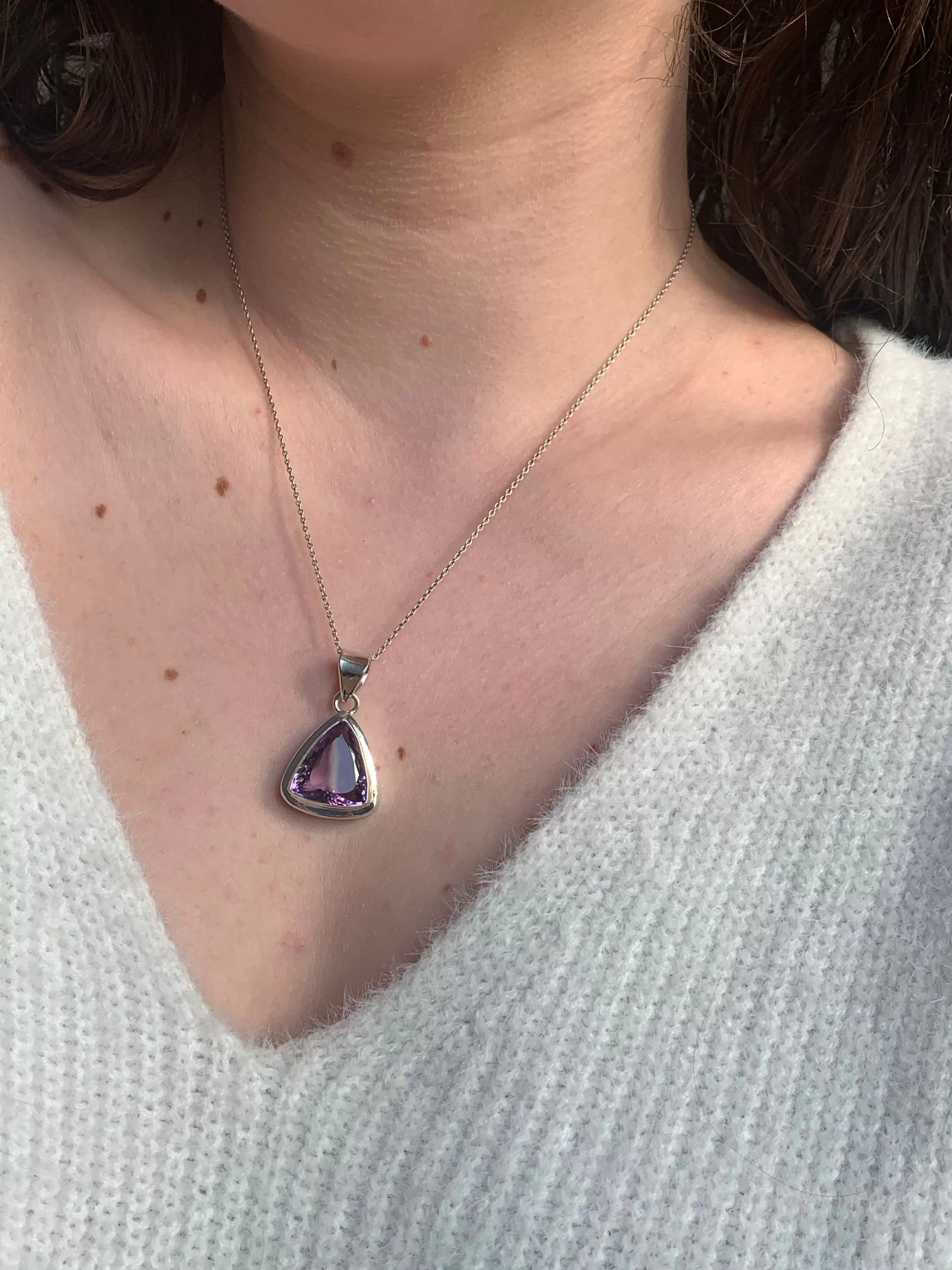 Amethyst Ansley Pendant - Faceted Triangle