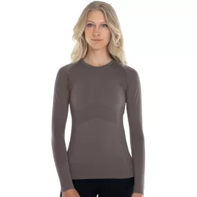 Anique Long Sleeve Crew Shirt in Fossil - Women's Large (10)