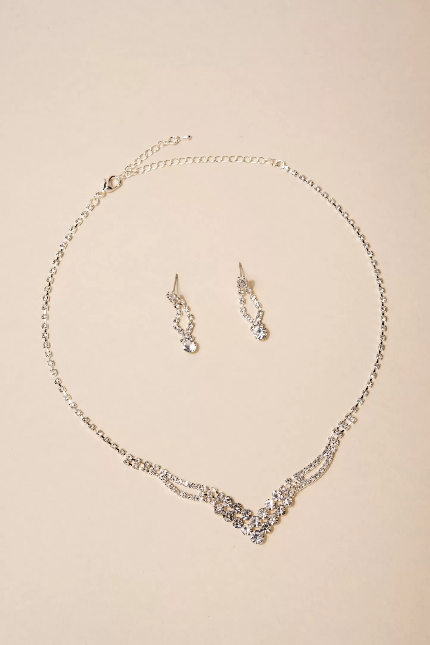 Anna Rhinestone V Necklace Set