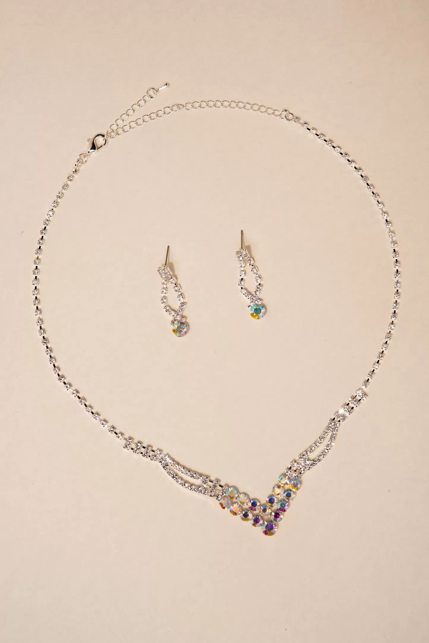 Anna Rhinestone V Necklace Set