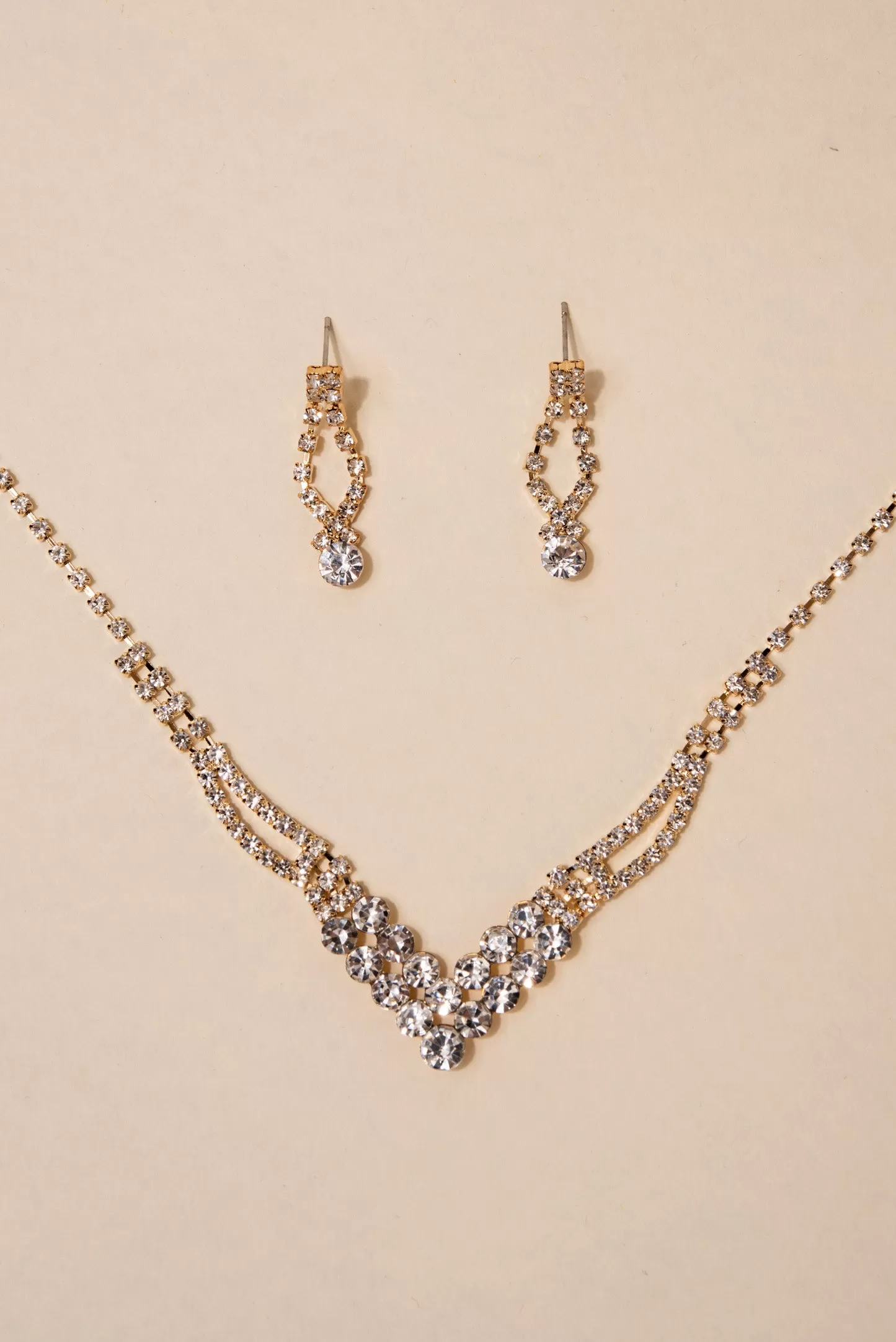 Anna Rhinestone V Necklace Set