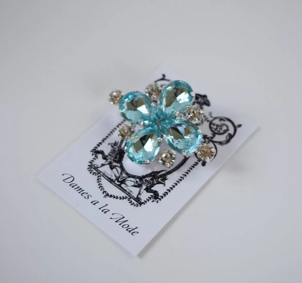 Aquamarine Teardrop Brooch