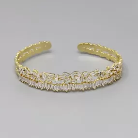 Baguette CZ Stone Embellished Cuff Bracelet