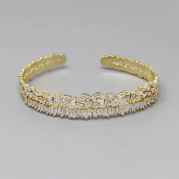 Baguette CZ Stone Embellished Cuff Bracelet