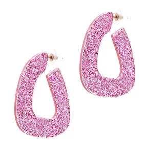 Barbie Theme Glitter Geometric Earrings