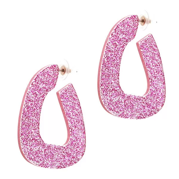 Barbie Theme Glitter Geometric Earrings