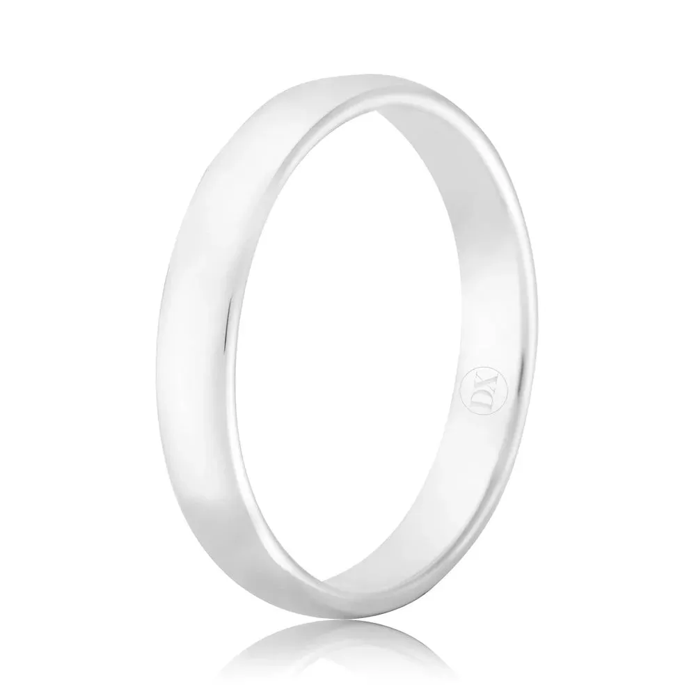 Barrel 3mm - 18ct White Gold