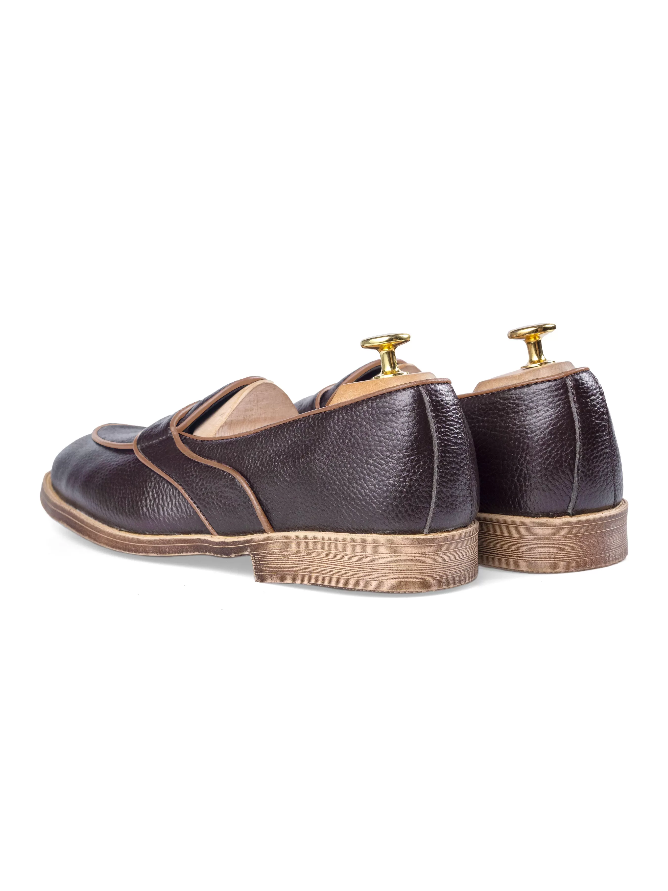 Belgian Loafer with Penny - Coffee Pebble Grain Leather (Flexi-Sole)