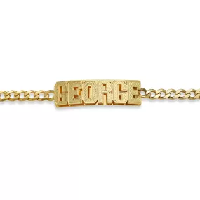 Better Jewelry Personalized Block 14K Gold Double Nameplate Bracelet