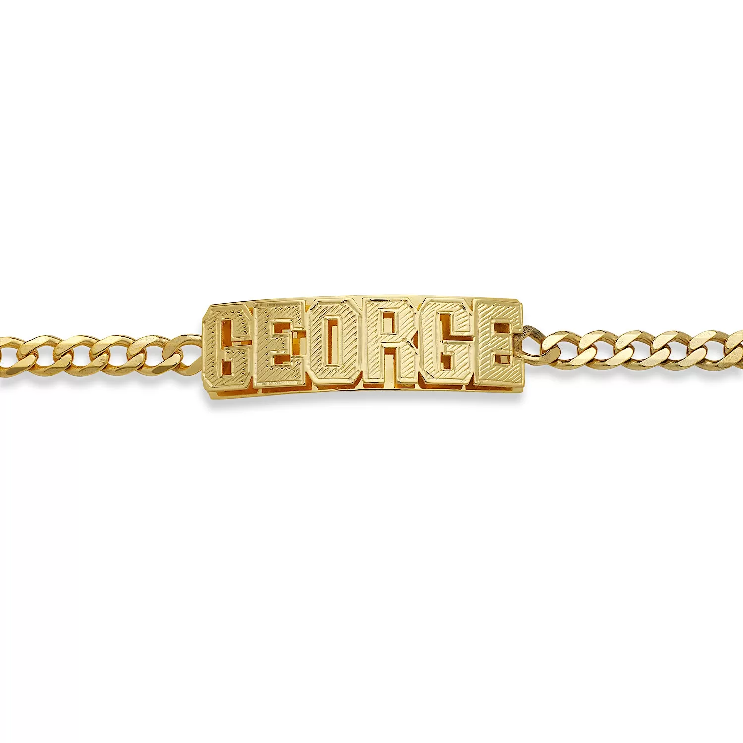 Better Jewelry Personalized Block 14K Gold Double Nameplate Bracelet