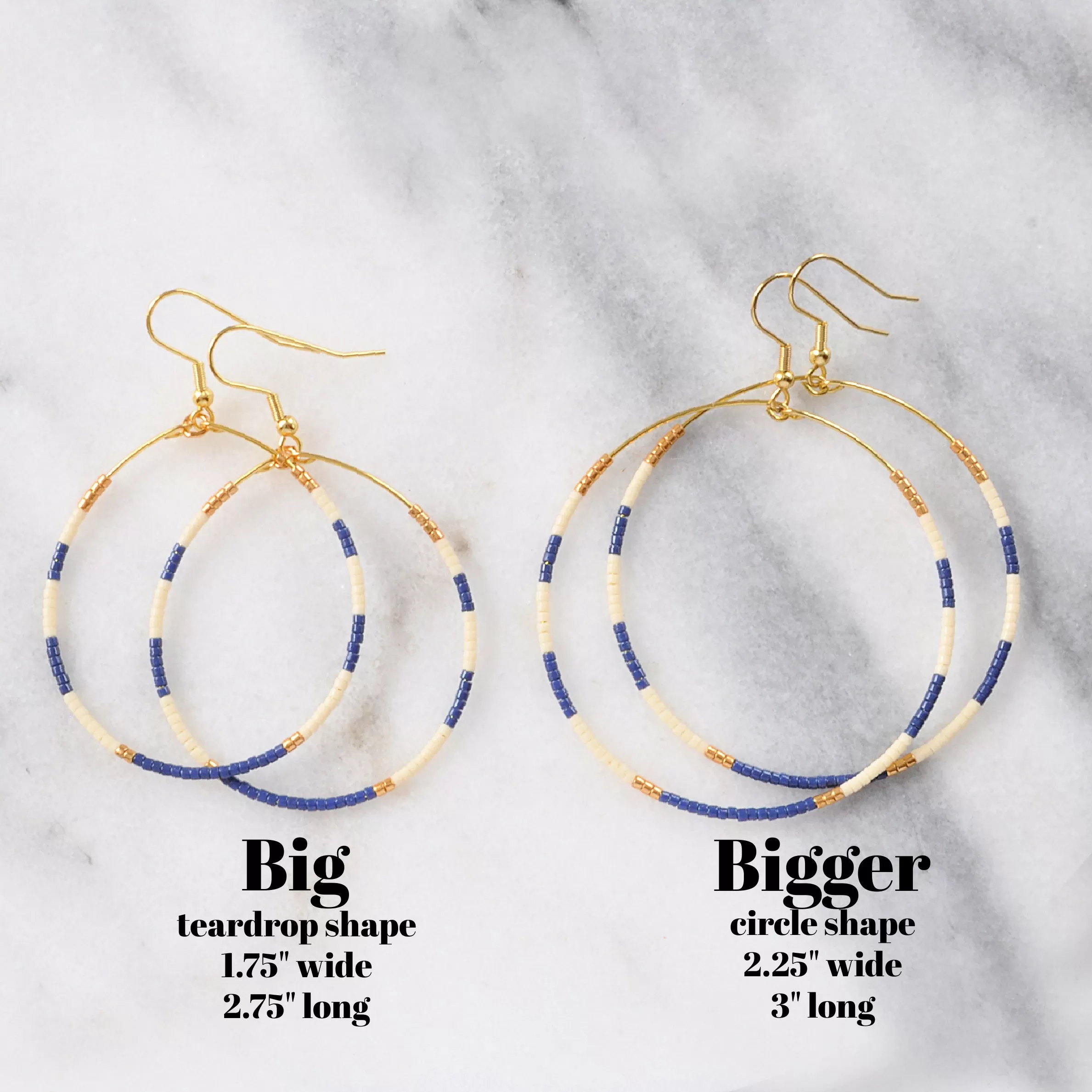 Big Beaded Hoops - NAUTICAL