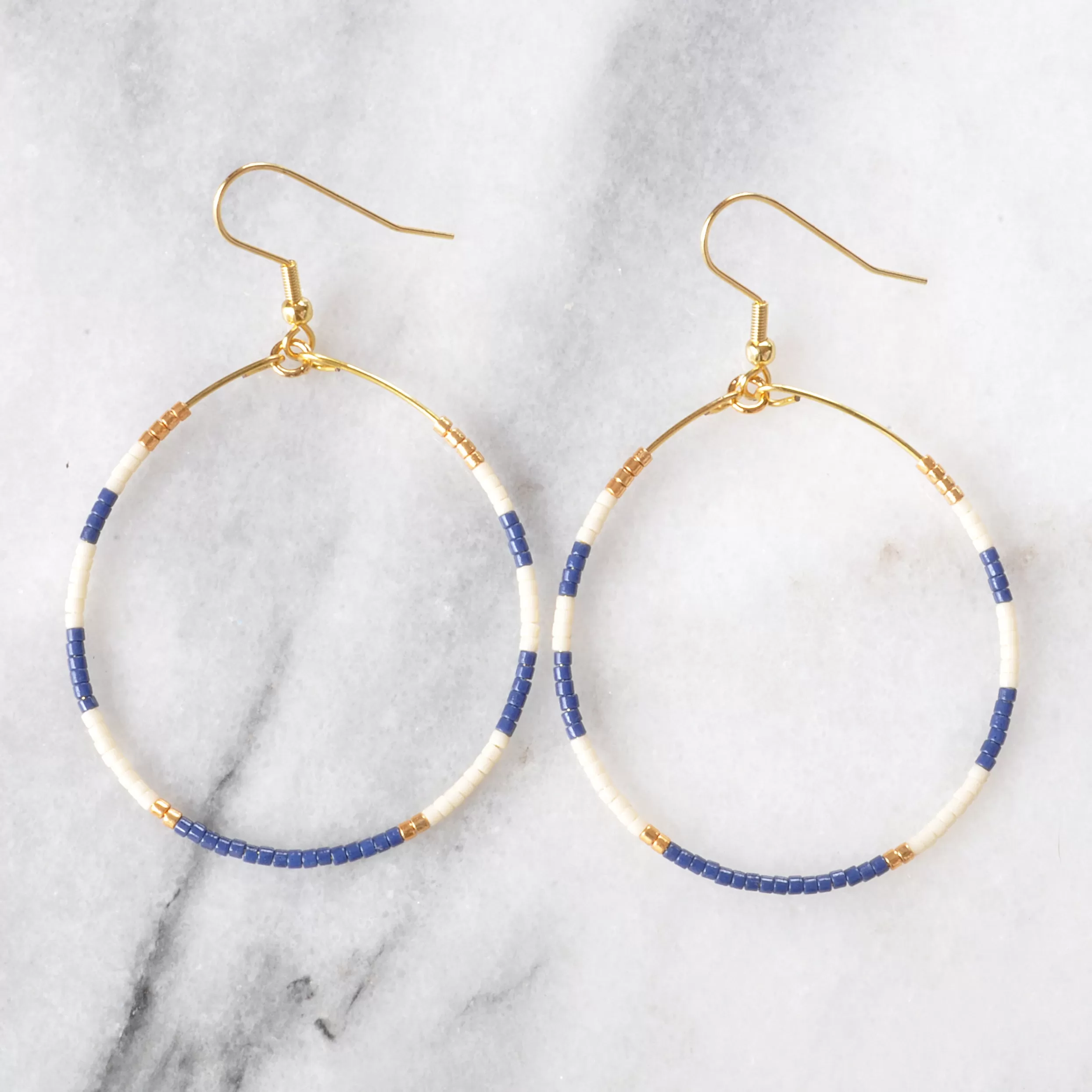 Big Beaded Hoops - NAUTICAL