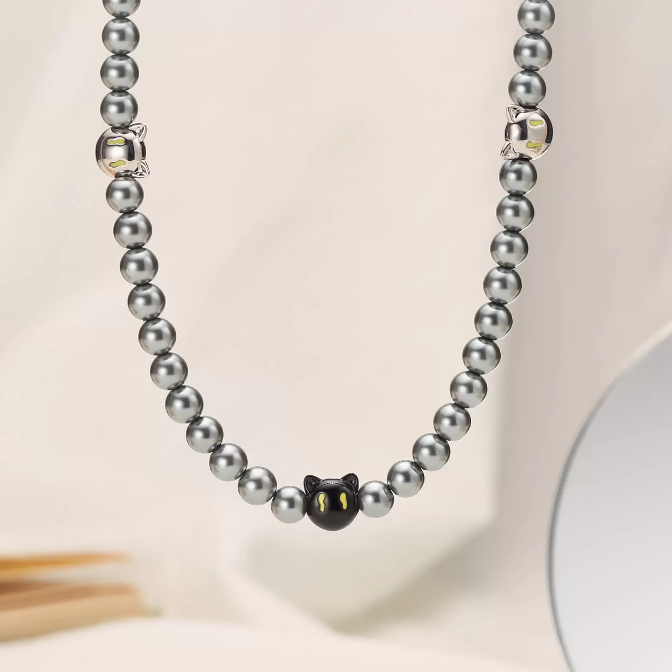 Black Cat Beads Necklace