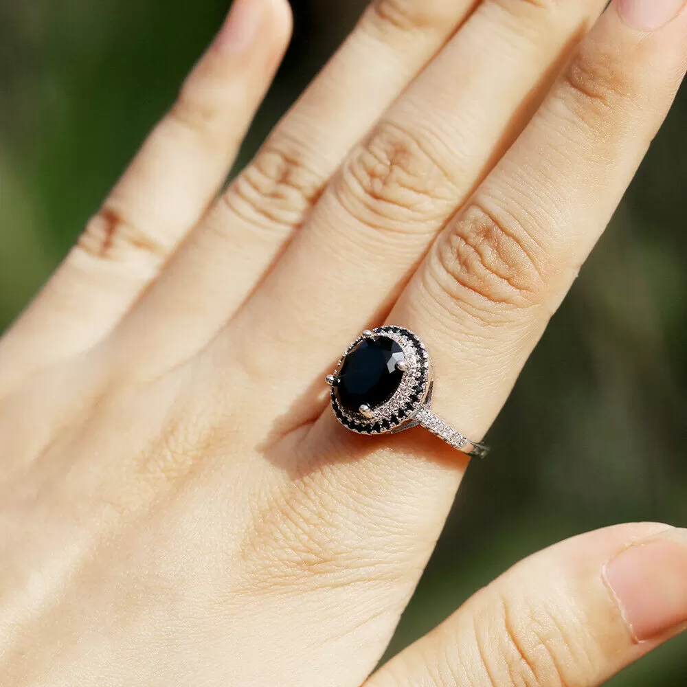 Black Onyx CZ Sterling Silver Ring