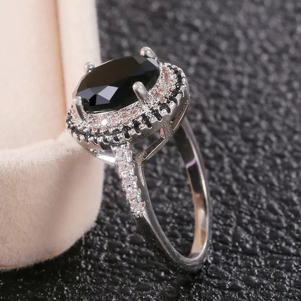 Black Onyx CZ Sterling Silver Ring