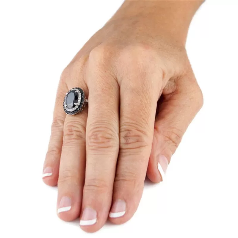 Black Onyx CZ Sterling Silver Ring