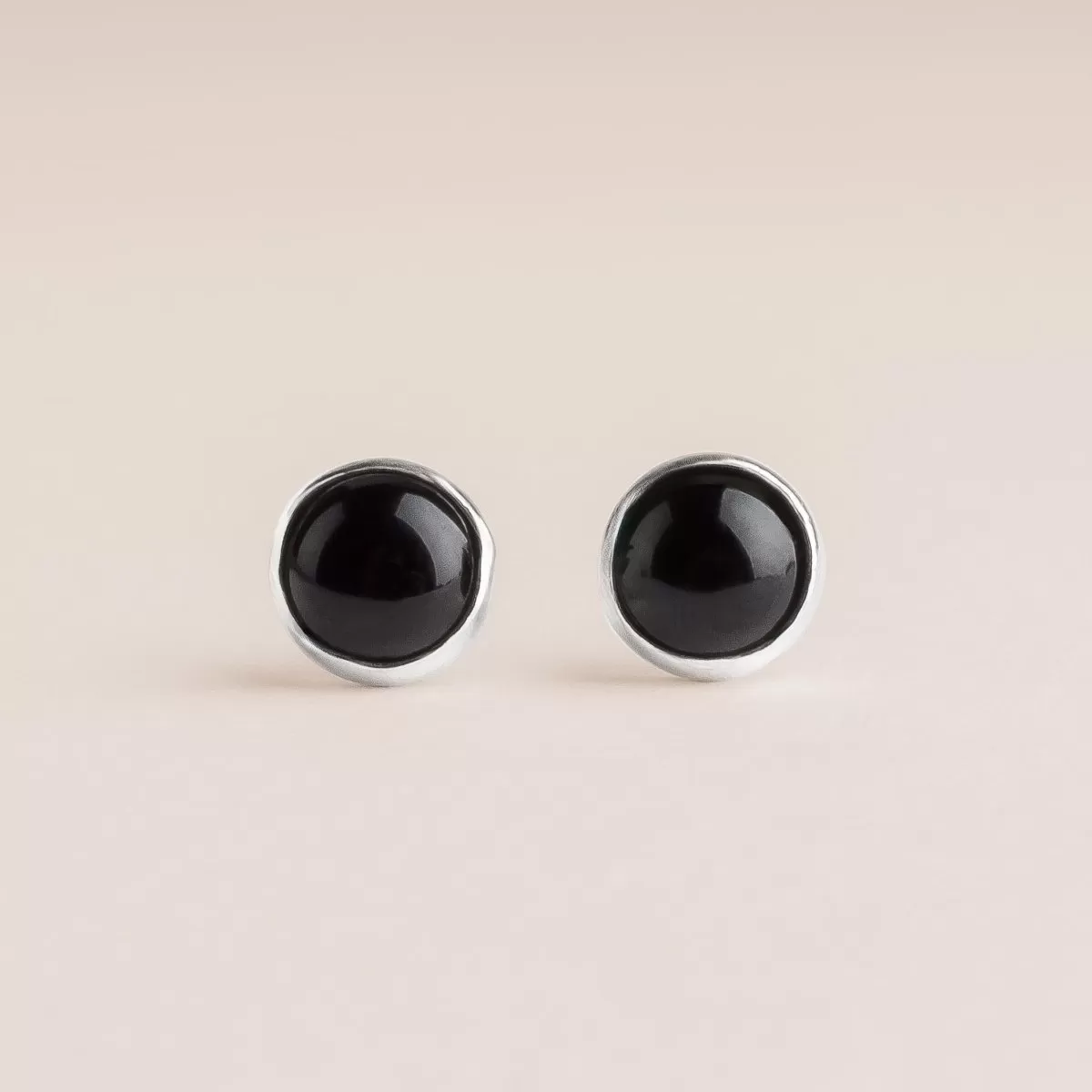 Black Onyx Gemstone Stud Earrings