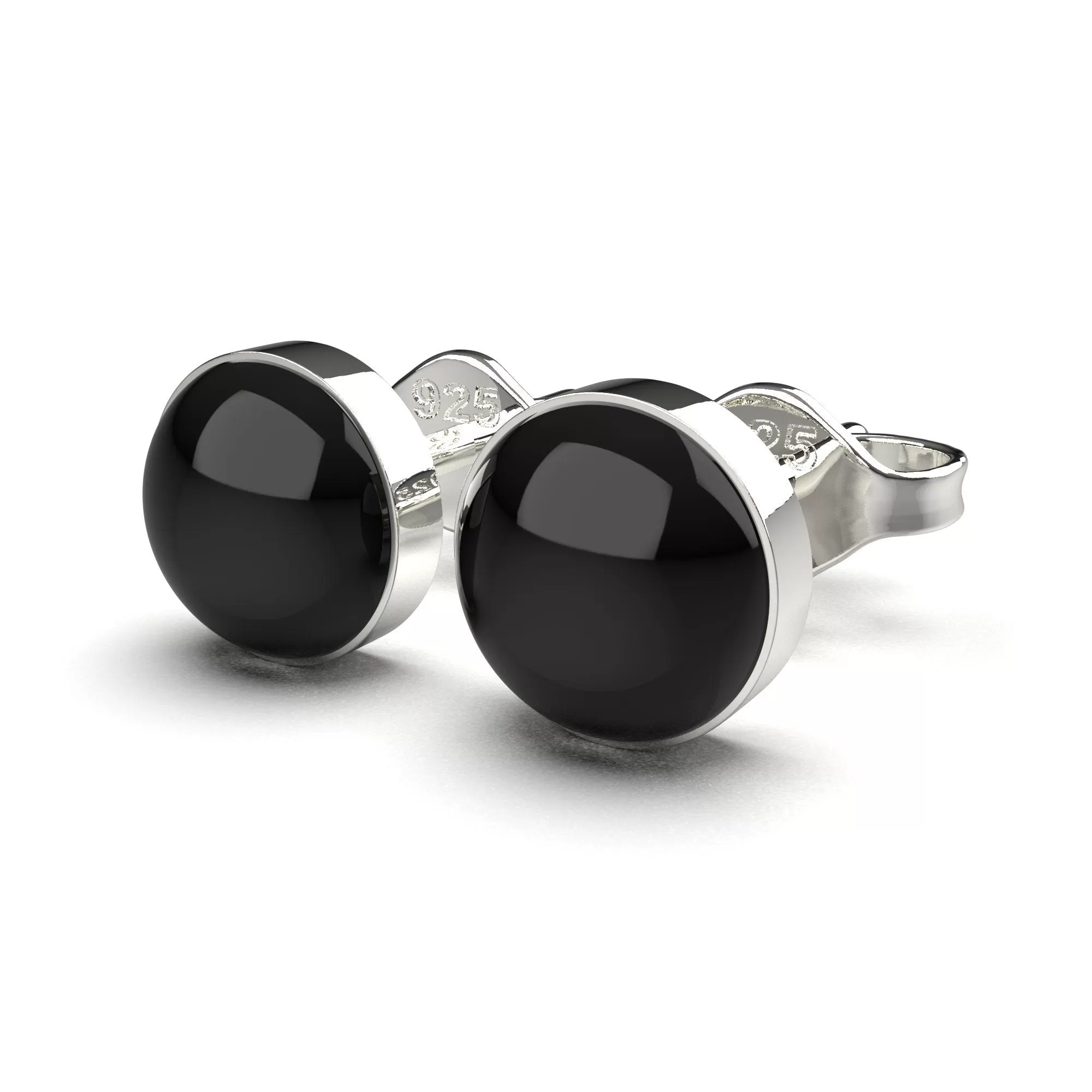 Black Onyx Gemstone Stud Earrings