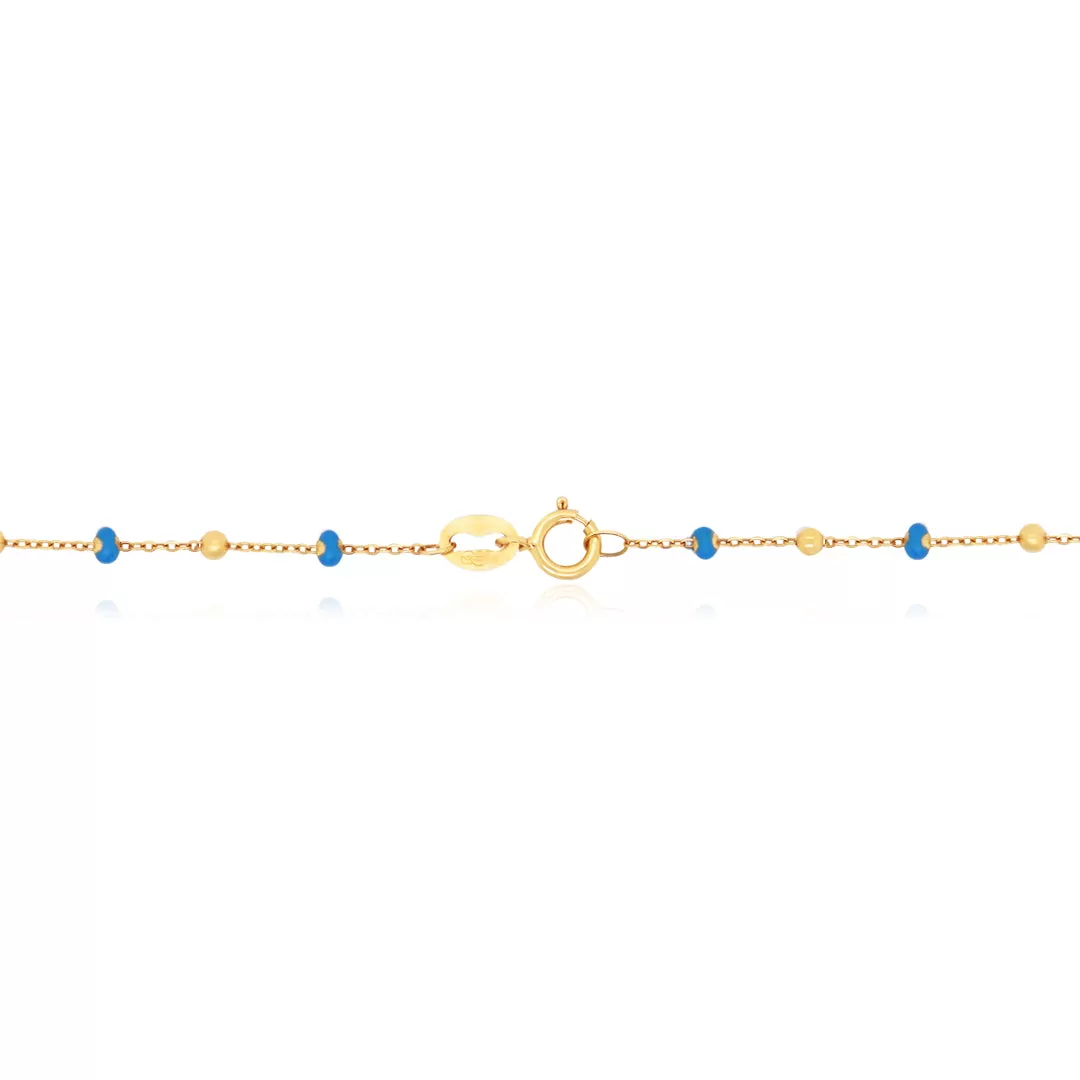 Blue Enamel Bead Chain Necklace