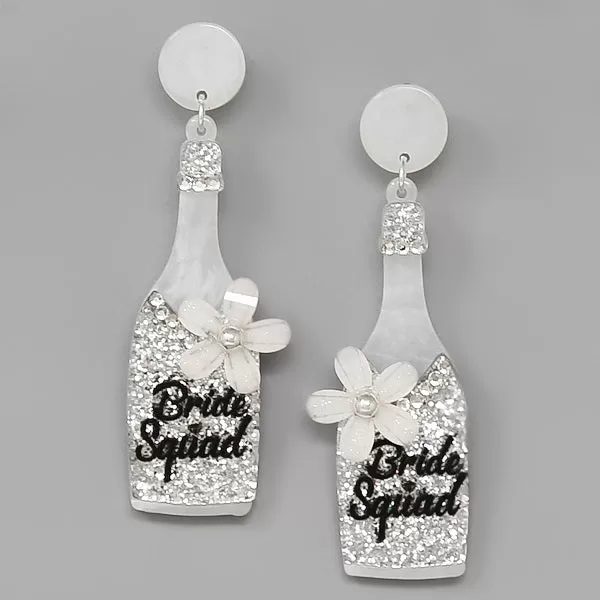 Bride Squad Bottle Acrylic Earrings